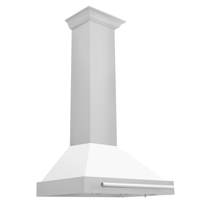 ZLINE 30 in. Convertible Stainless Steel Range Hood with White Matte Shell and Stainless Steel Handle (KB4STX-WM-30)