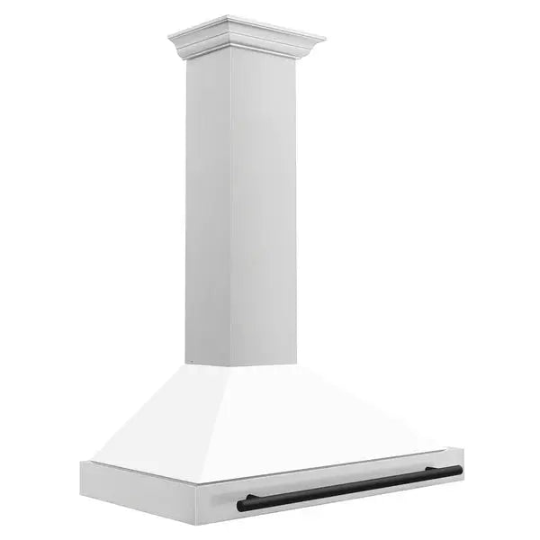 ZLINE 36 in.Autograph Edition Convertible Stainless Steel Range Hood with White Matte Shell and Matte Black Accents (KB4STZ-WM36-MB) Zline