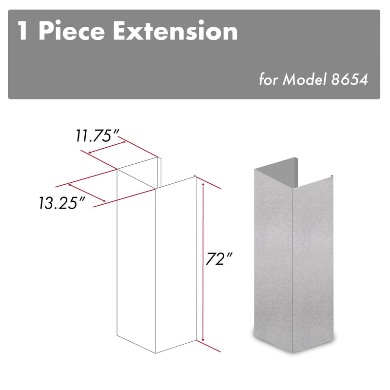ZLINE 72 in. Satin Stainless Steel Extended Chimney and Crown (8654-E)