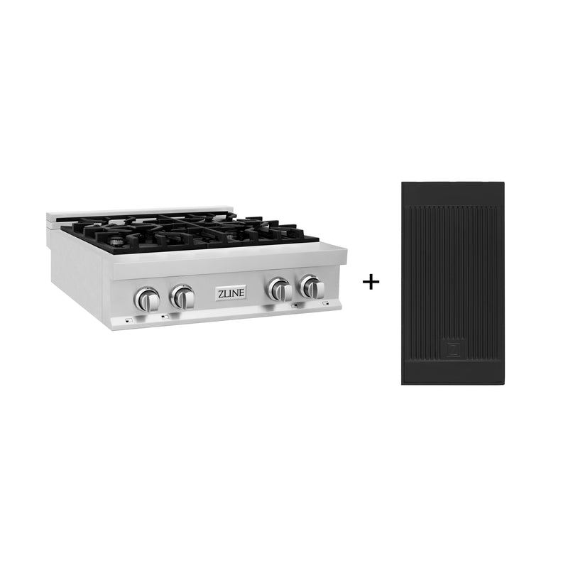 ZLINE 30 in. Legacy Gas Rangetop with 4 Burners and Porcelain Cooktop in Stainless Steel with Griddle (RT-GR-30) ZLINE