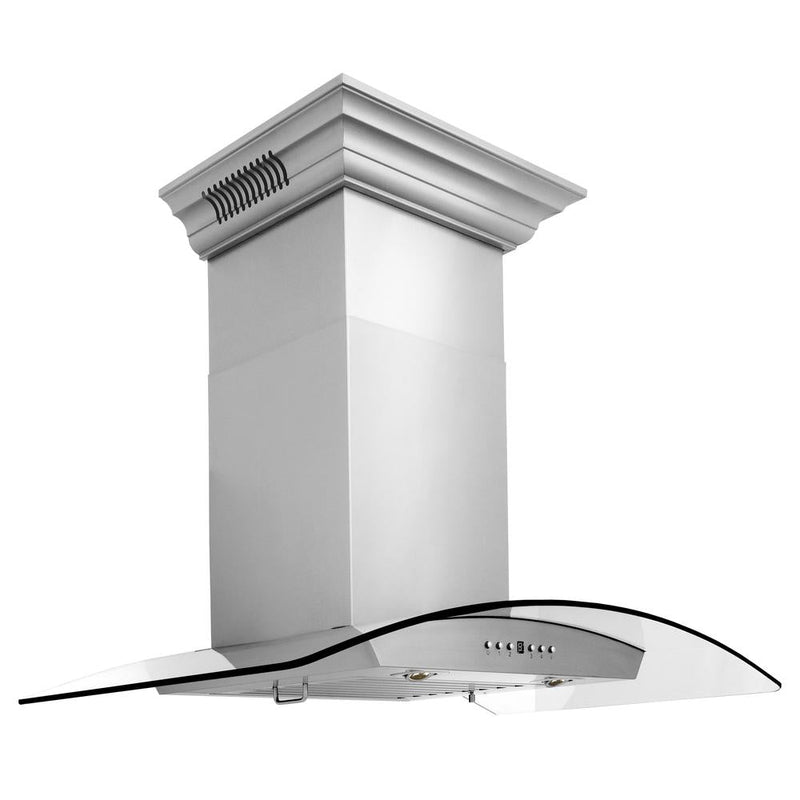ZLINE 30 in. CrownSound™ Ducted Vent Wall Mount Range Hood in Stainless Steel and Glass with Built-in Bluetooth Speakers