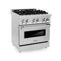 ZLINE 30 in. 4.0 cu. ft. Legacy Dual Fuel Range with Gas Cooktop and Electric Convection Oven in Stainless Steel with 4 Brass Burners (RA-BR-30)