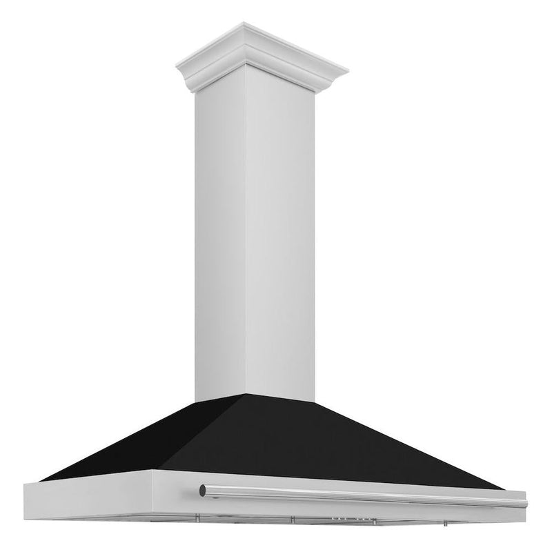 ZLINE 48 in. Convertible Stainless Steel Range Hood with Black Matte Shell and Stainless Steel Handle (KB4STX-BLM-48)