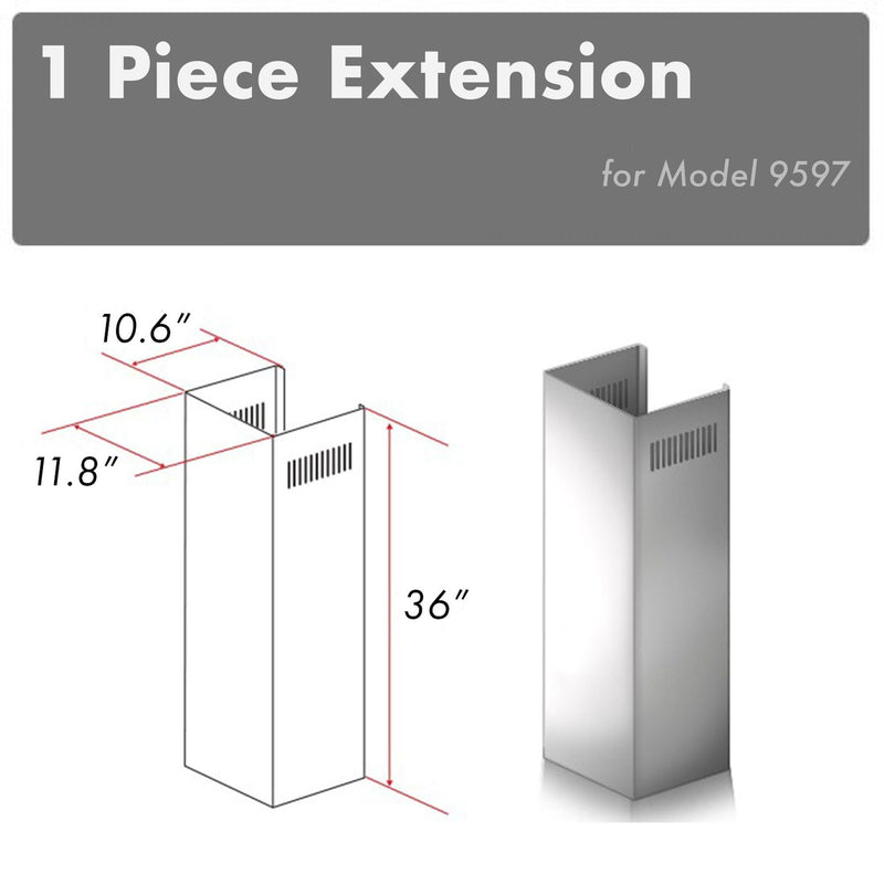 ZLINE 1PCEXT-9597 36 in. Range Hood Chimney Kit in Stainless Steel