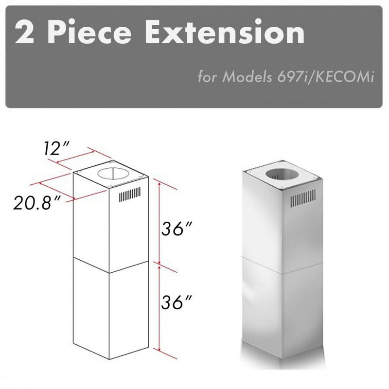 ZLINE 2-36" Chimney Extensions for 10 ft. to 12 ft. Ceilings (2PCEXT-697i/KECOMi) ZLINE