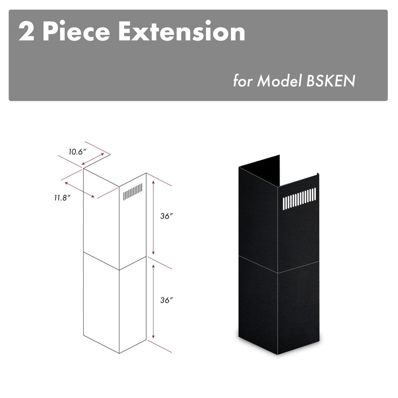 ZLINE 2-36" Chimney Extensions for 10 ft. to 12 ft. Ceilings (2PCEXT-BSKEN) ZLINE