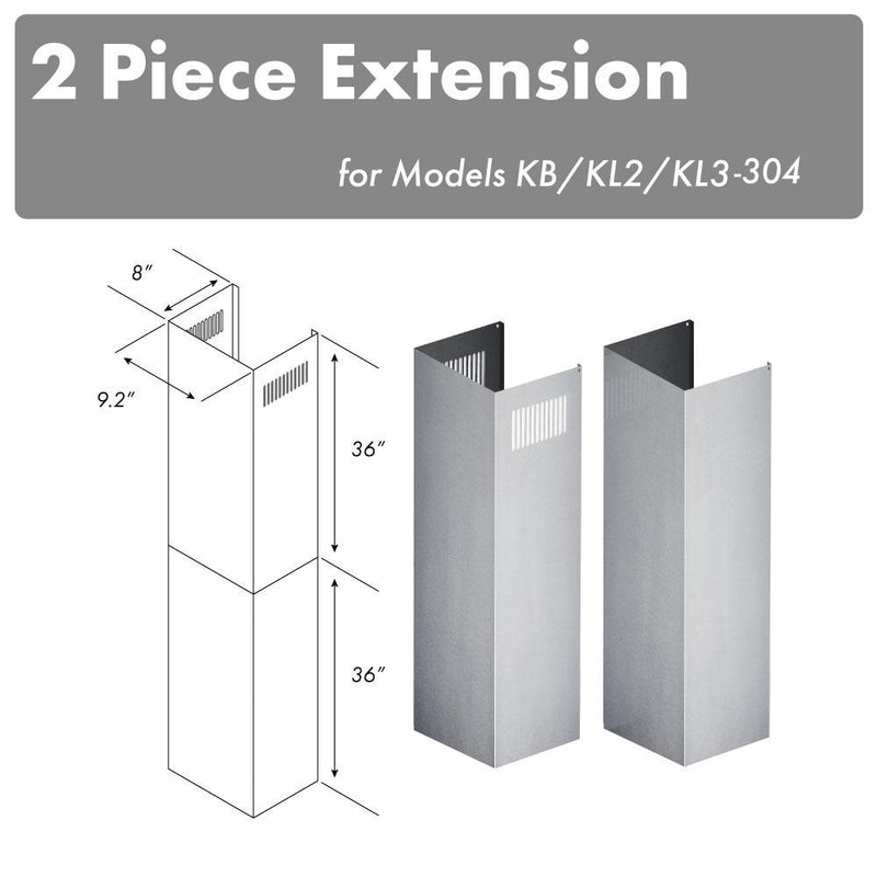ZLINE 2PCEXT-KB/KL2/KL3-304 36 in. Chimney Extension in Stainless Steel