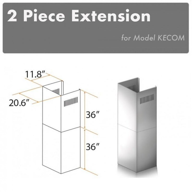 ZLINE 2PCEXT-KECOM 36 in. Chimney Extension in Stainless Steel