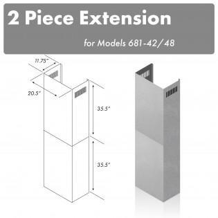 ZLINE 71" Stainless Steel Extended Chimney (2PCEXT-681-42/48) ZLINE