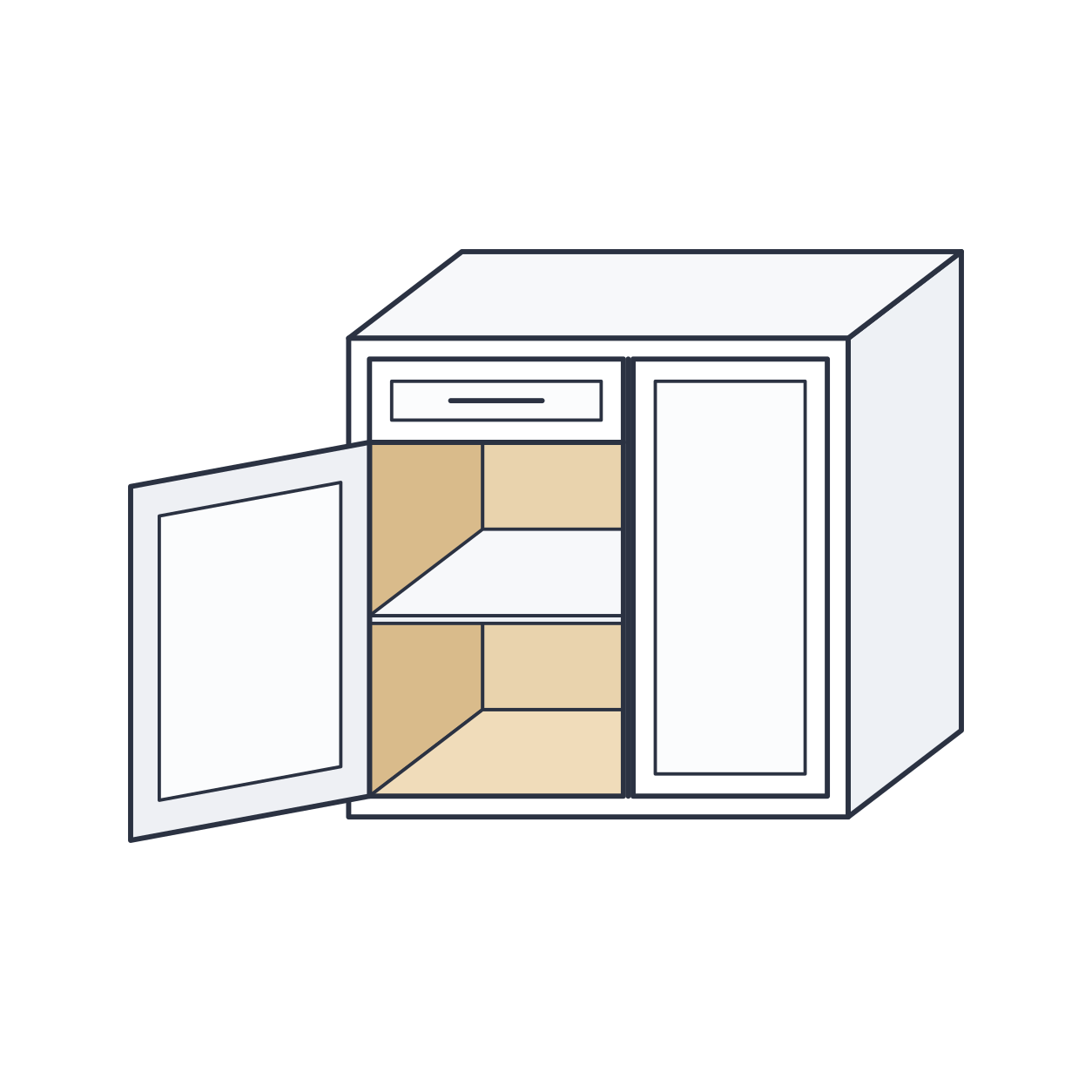 Classic White Shaker blind corner base cabinet assembly
