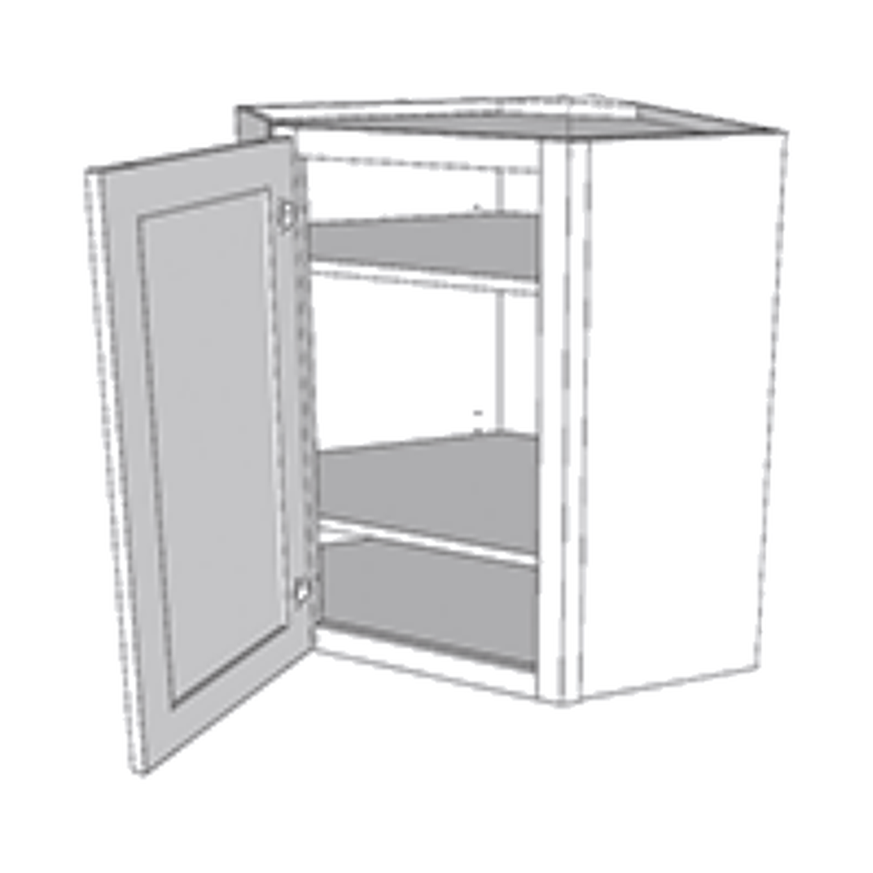 Classic White Shaker diagonal corner wall cabinet assembly